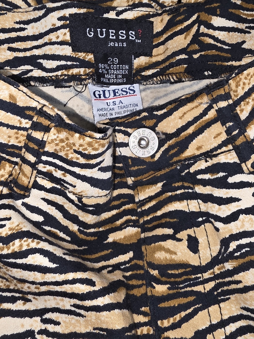 90s Guess Jeans Tiger Stripe Pants Mid Rise Cotton Bottoms Size 29 - Picture 5 of 5